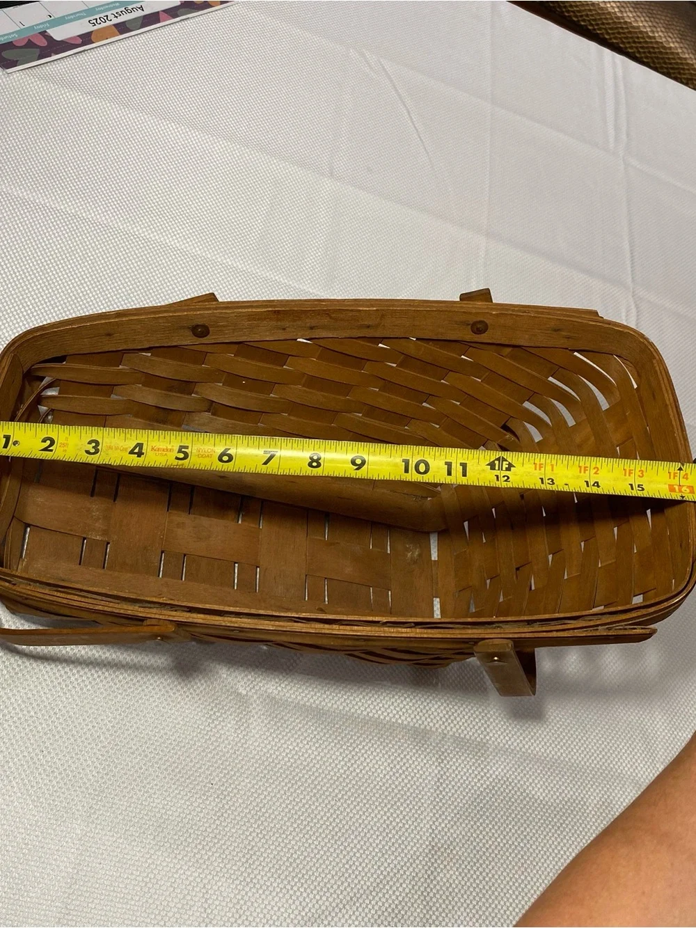 Longaberger Brown Woven Basket Tote with Top Handle